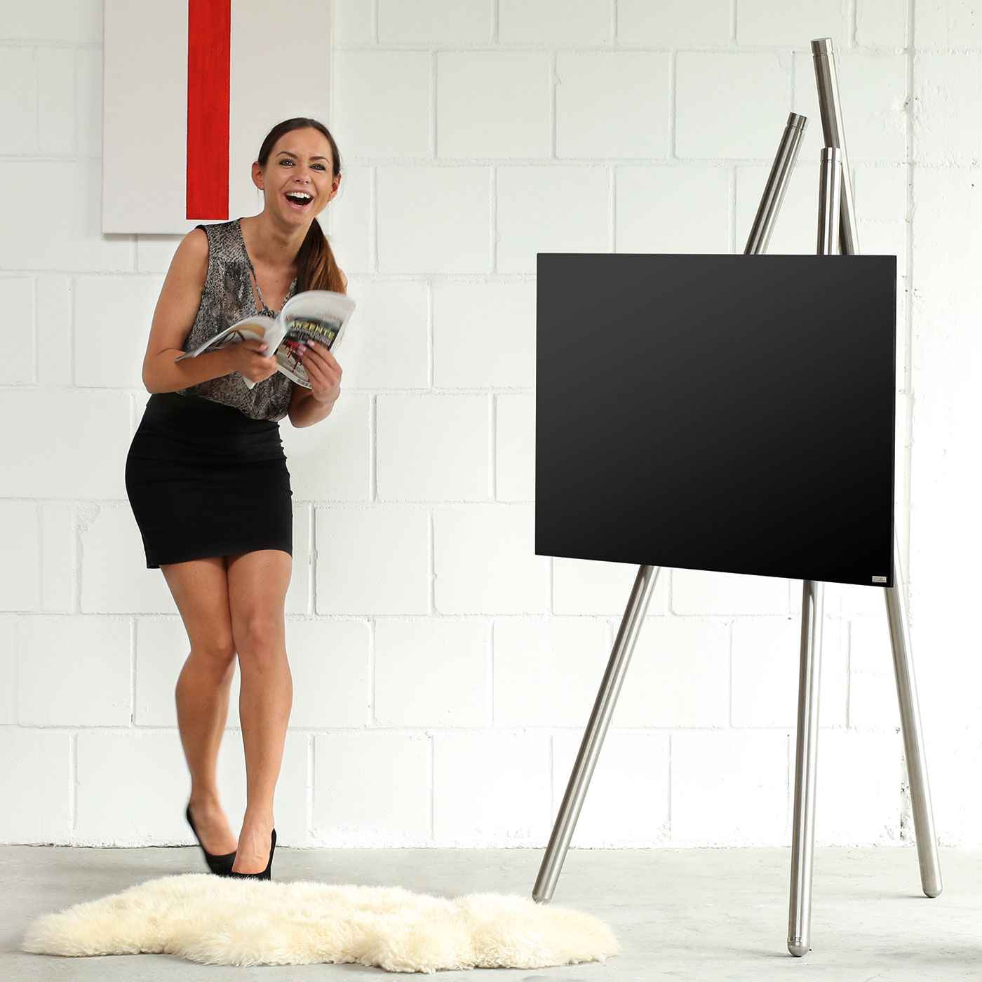 wissmann-130 bester tv ständer luxus design edelstahl staffelei tripod