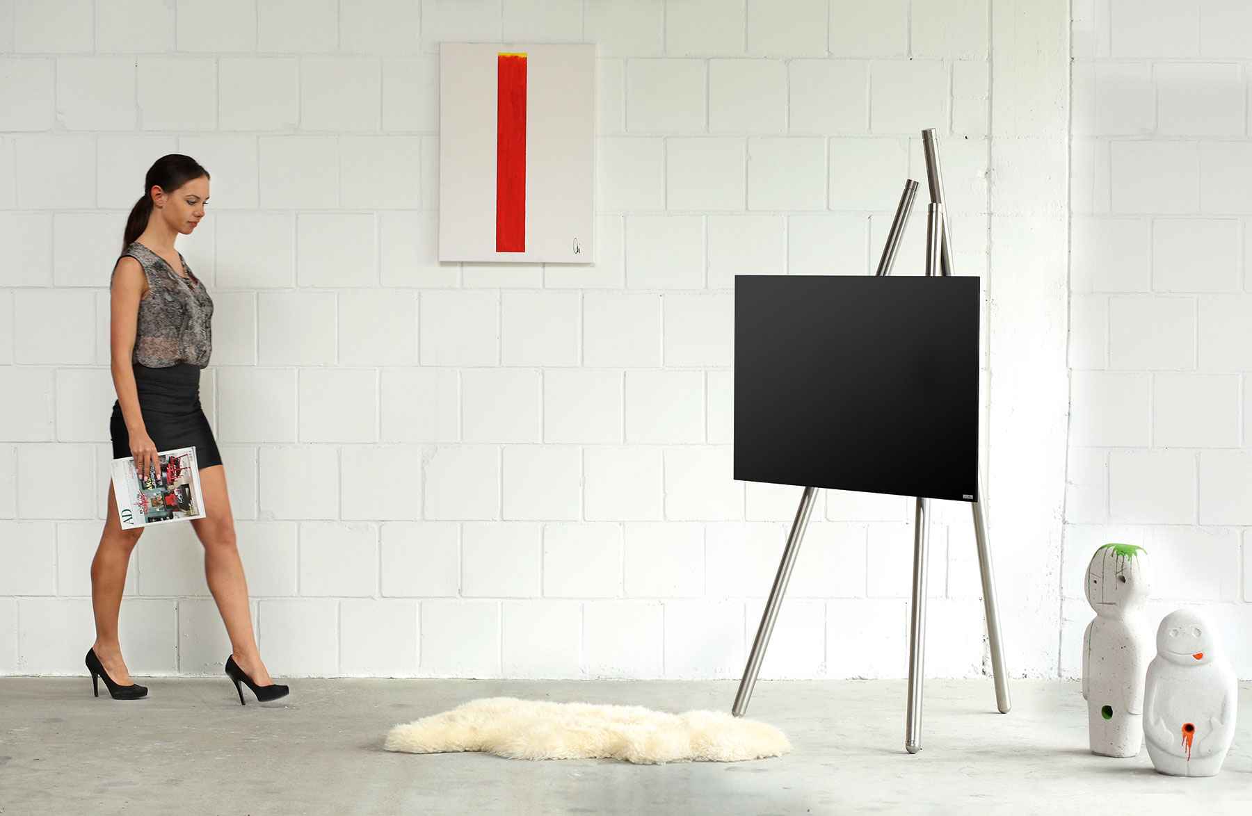 wissmann-130 bester tv ständer luxus design edelstahl staffelei tripod