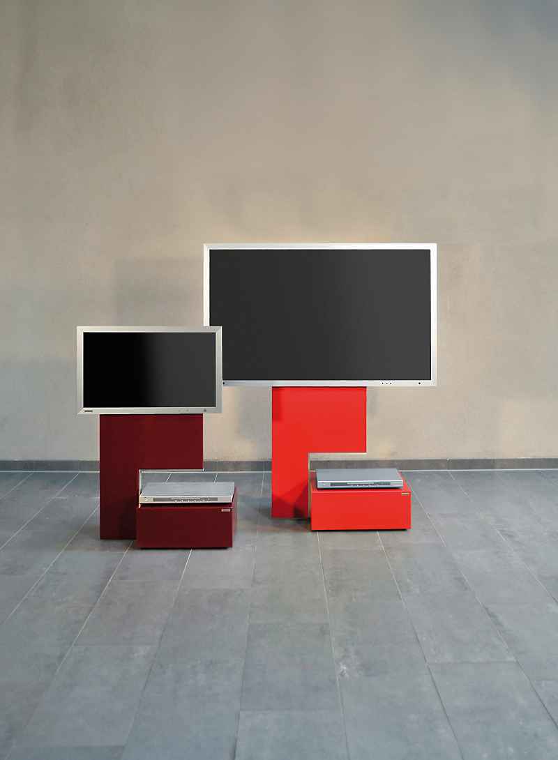 wissmann-115- Fernseh-Standfuss TV Ständer mit Ablage Design rot Bordeaux