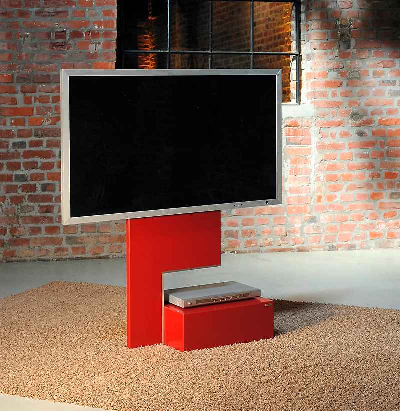 wissmann-115- Fernseh-Standfuss TV Ständer mit Ablage Design rot