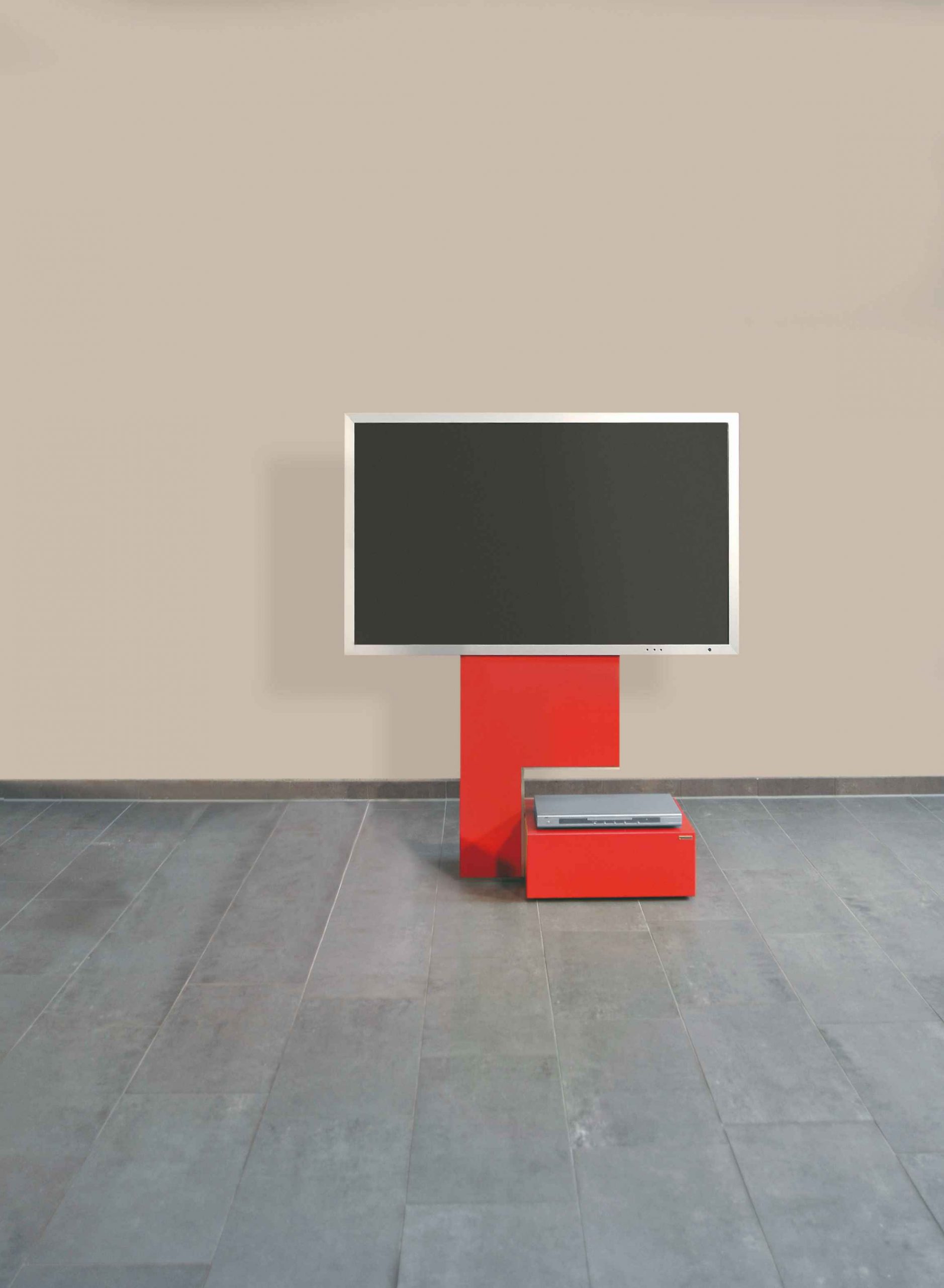 wissmann-115- Fernseh-Standfuss TV Ständer mit Ablage Design rot