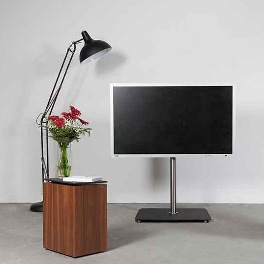 wissmann-139 tv ständer eckiger fuß schwarz edelstahl