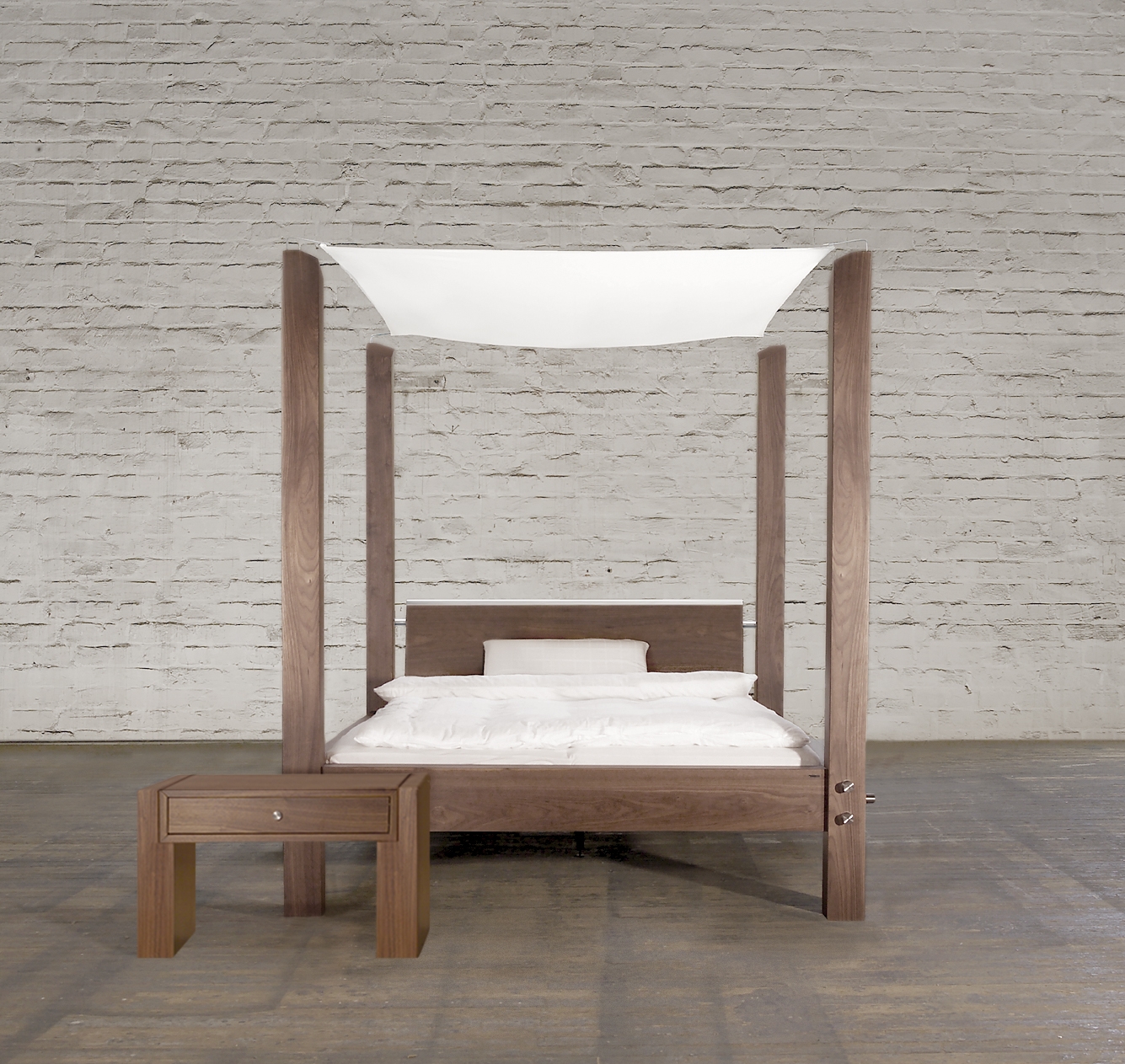 wissmann art317-NT Bedside Table Nightstand Wood Walnut Industrial Loft Modern Exklusiv