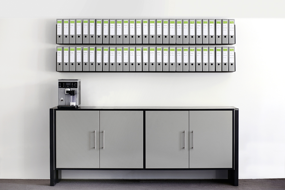 wissmann art598-2 Wandregal schwarz Ordner Büro Kanzlei groß Design Industrial Loft Modern