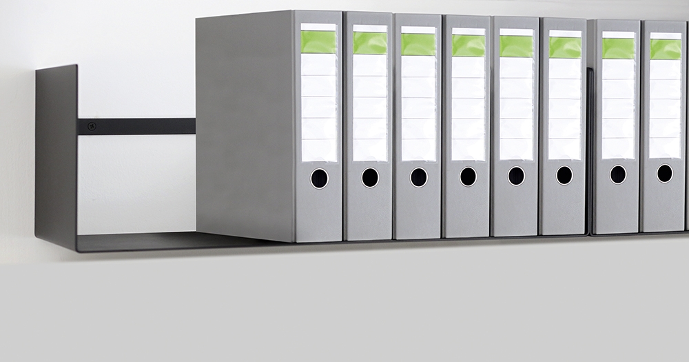 wissmann art598-2 Wandregal schwarz Ordner Büro Kanzlei groß Design Industrial Loft Modern