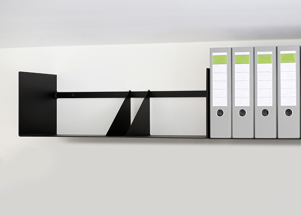 wissmann art598-2 Wandregal schwarz Ordner Büro Kanzlei groß Design Industrial Loft Modern