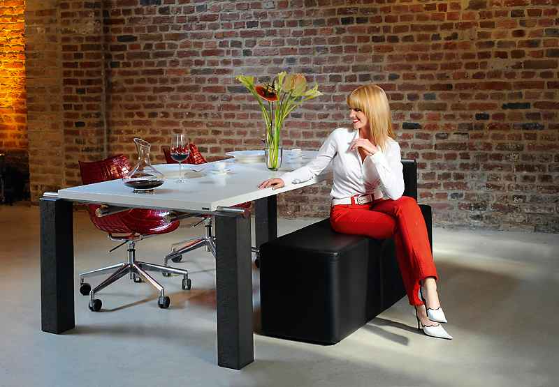 wissmann art605 Esstisch Beine Stein Weiß groß Design Industrial Loft Modern