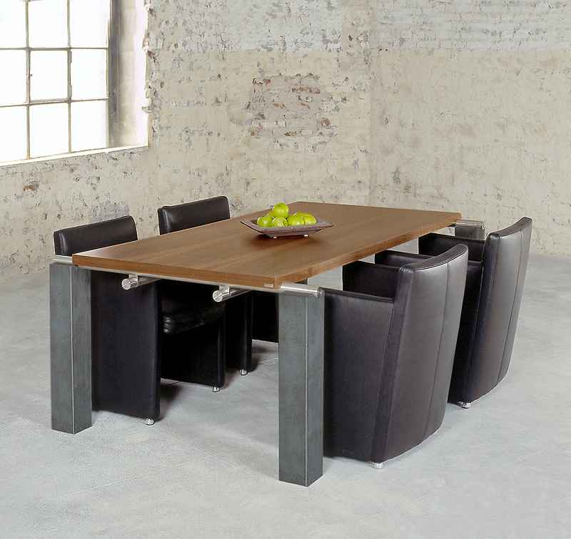 wissmann art605 Esstisch Beine Stein Holz Nussbaum groß Design Industrial Loft Modern