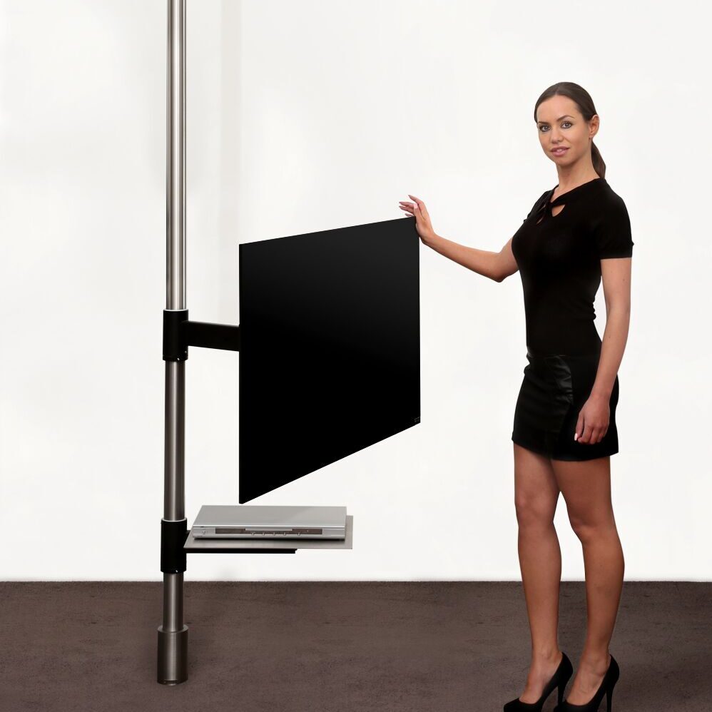 TV Halter Edelstahl Rund Design wissmann art129 Drehfunktion Höhenverstellbar Rohr