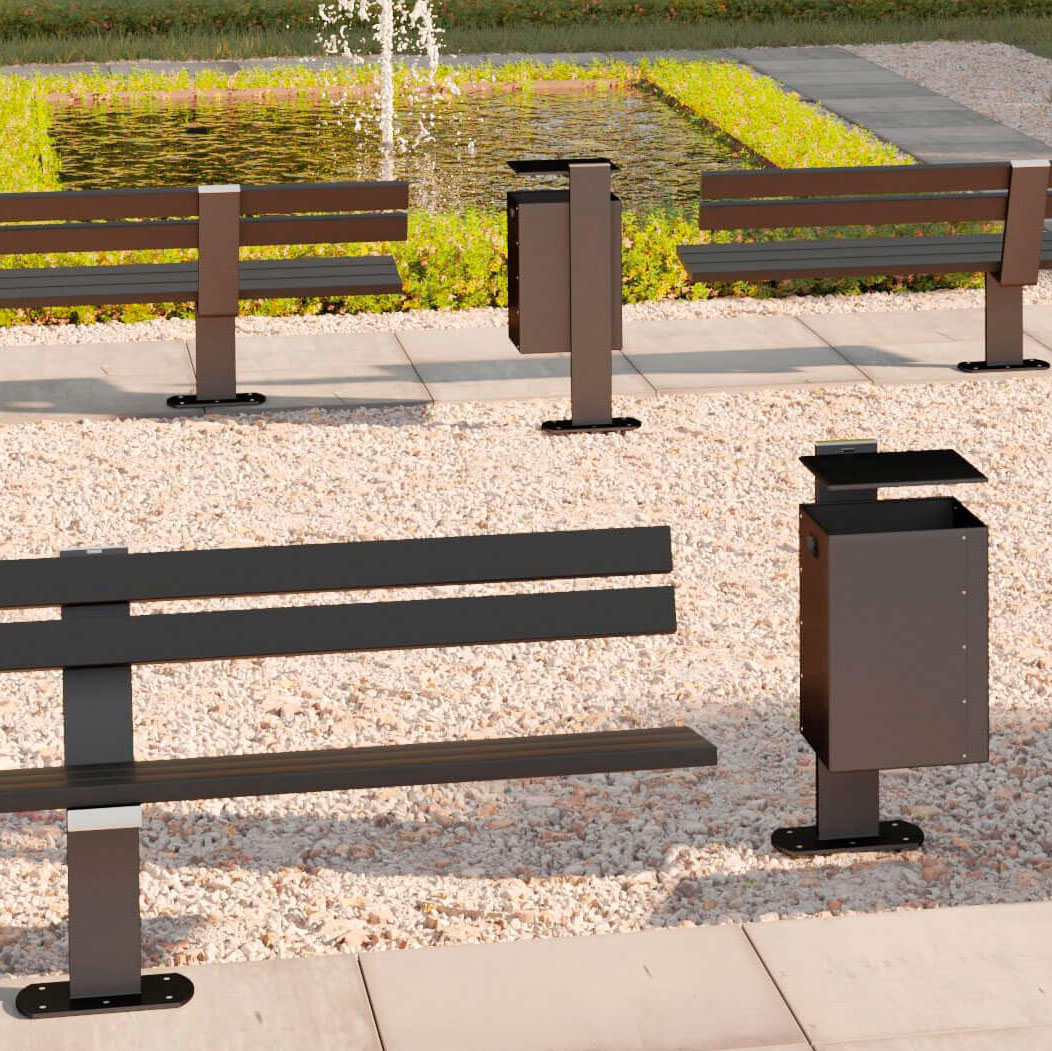 Abfallbehälter Stadtpark Fußgängerzone nachhaltig modern Mülleimer wissmann-art703