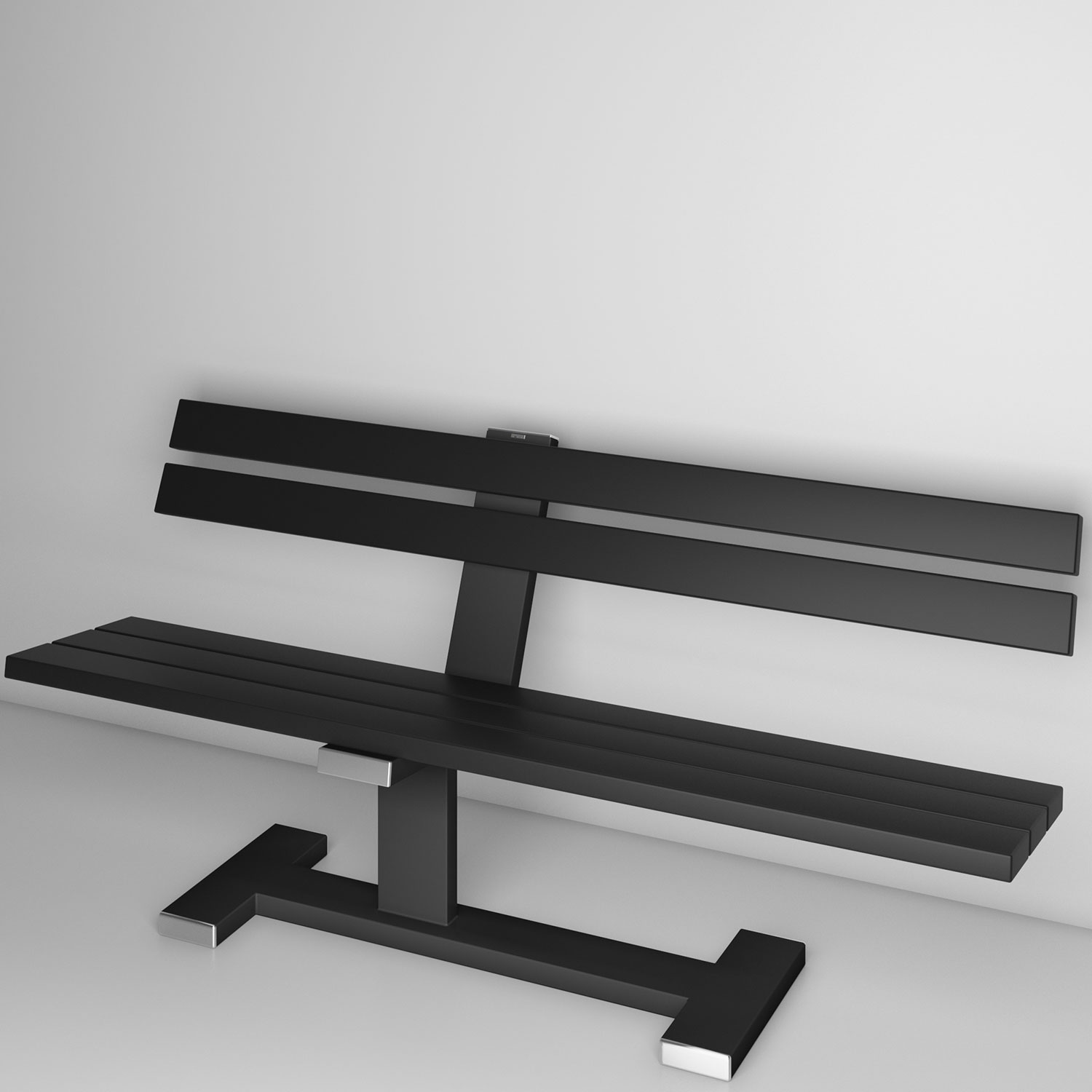 wissmann Sitzbank Parkbank Metall Holz Freistehend Schwarz Nachhaltig Design Modern