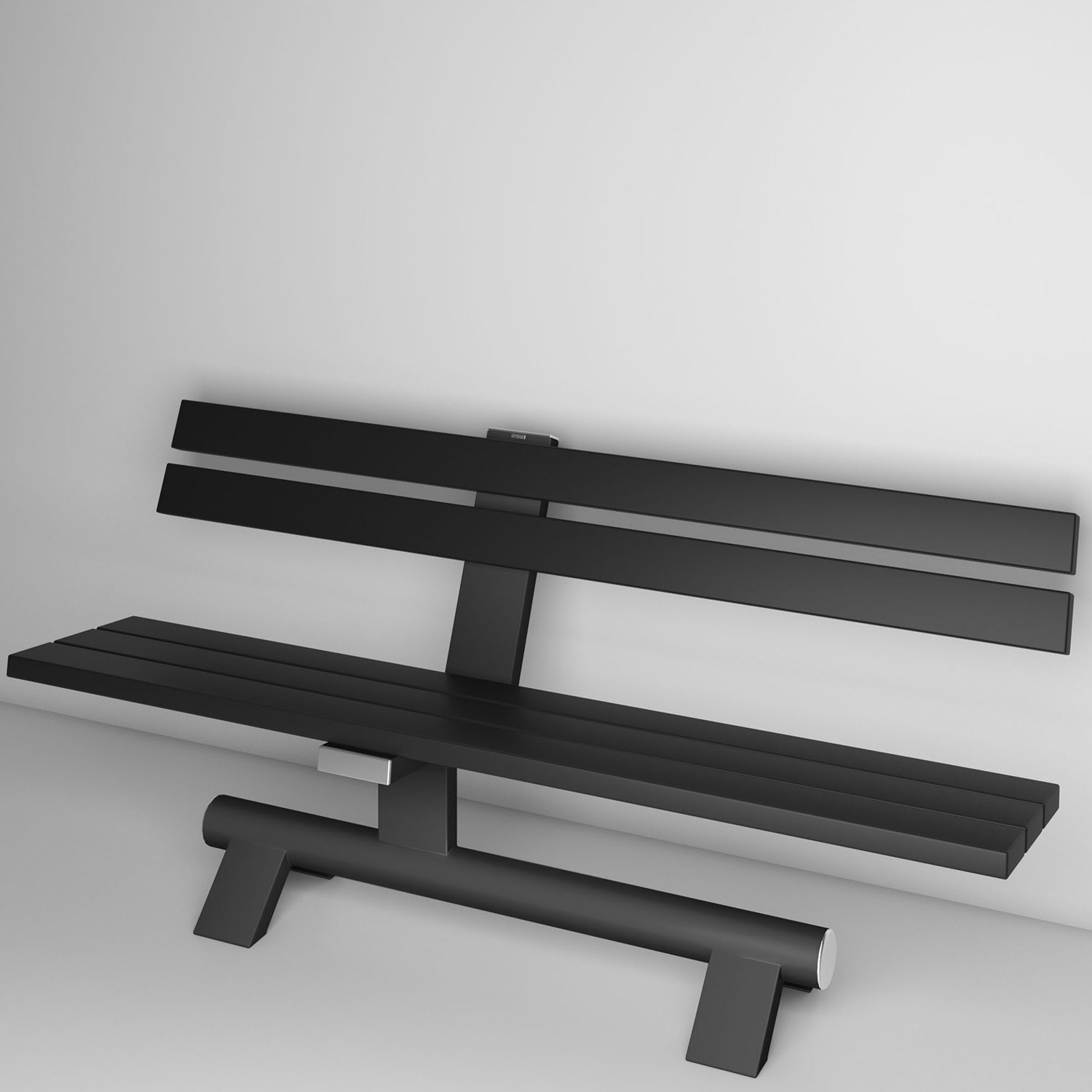 wissmann Sitzbank Parkbank Metall Holz Freistehend Schwarz Nachhaltig Design Modern