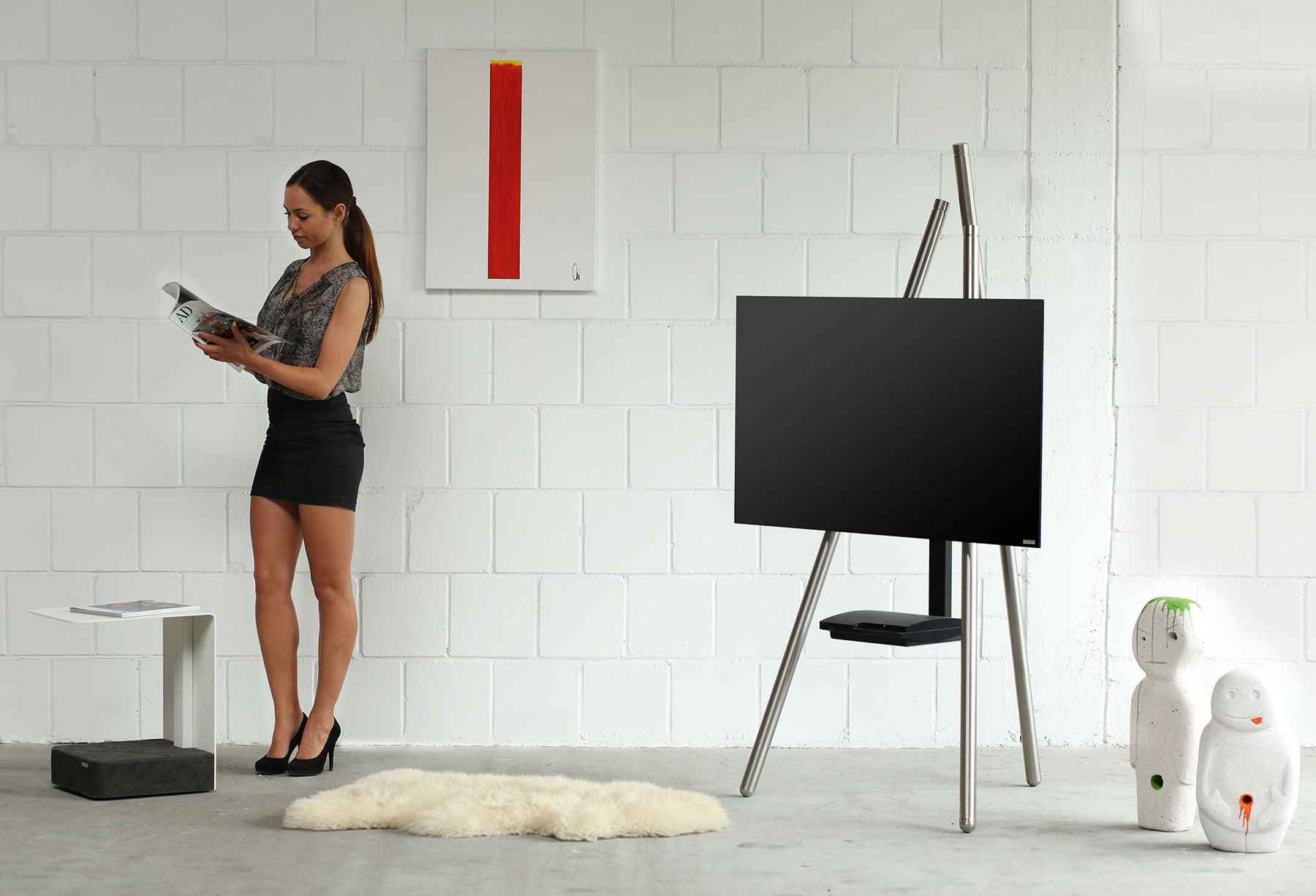 wissmann-130 bester tv ständer luxus design edelstahl staffelei tripod