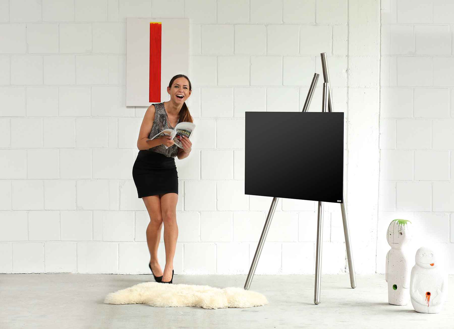 wissmann-130 bester tv ständer luxus design edelstahl staffelei tripod