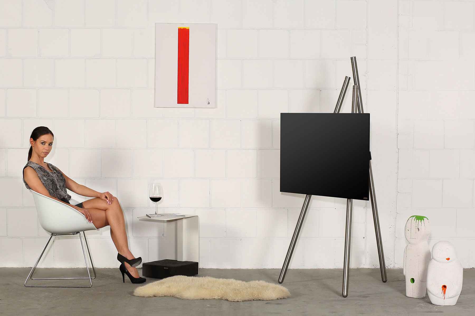 wissmann-130 bester tv ständer luxus design edelstahl staffelei tripod