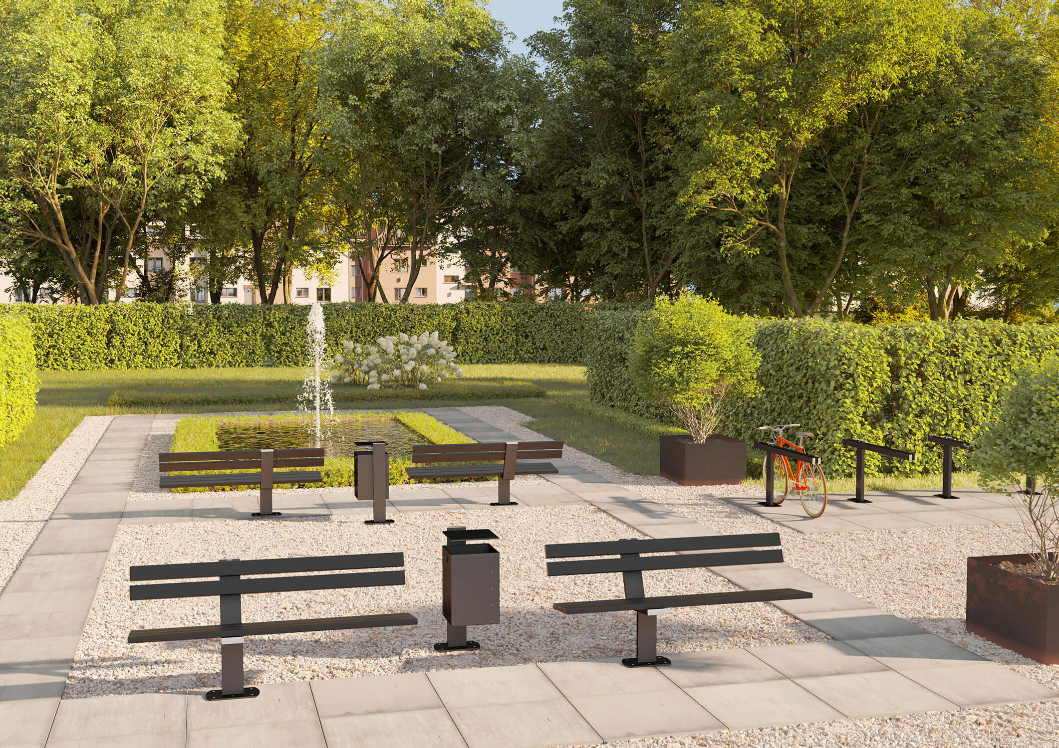 wissmann Sitzbank Parkbank Metall Nachhaltig Design Modern Stadtpark Parkanlage