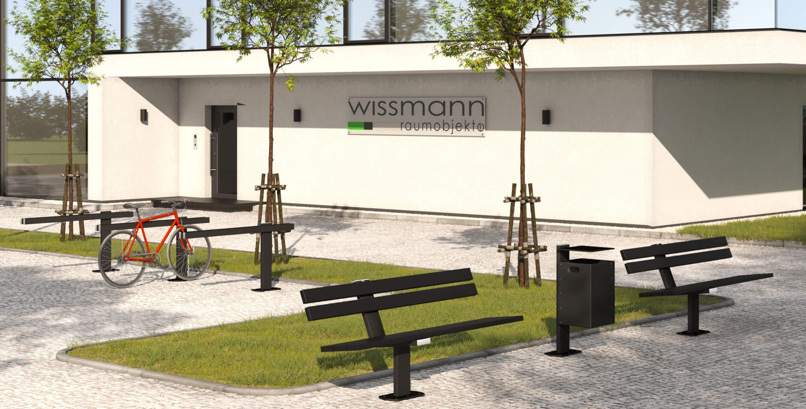 wissmann Sitzbank Parkbank Metall Nachhaltig Design Modern Stadtverwaltung öffentliches Gebäude