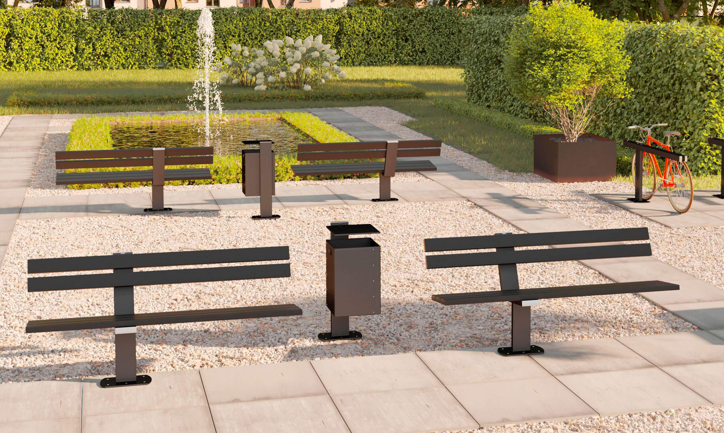 wissmann Sitzbank Parkbank Metall Nachhaltig Design Modern Stadtpark Parkanlage