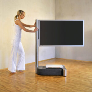 Design TV Stand with coasters stainless steel stone